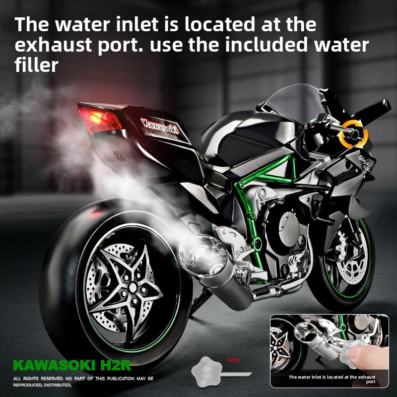 Large Size 1/9 Kawasaki H2R Simulation Spray Motorcycle Model Toy Simulation Alloy Motorcycle Model Boy Car Collection Handmade Gift