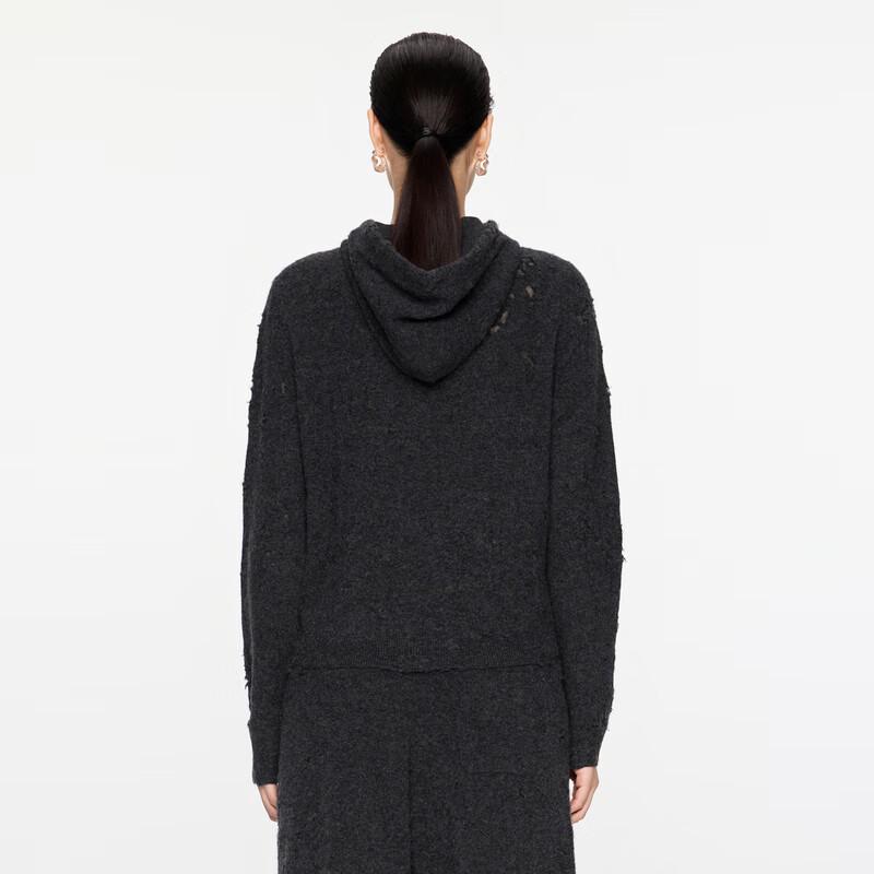 JNBY 2024 Winter Hooded Wool Blend Knit Sweater