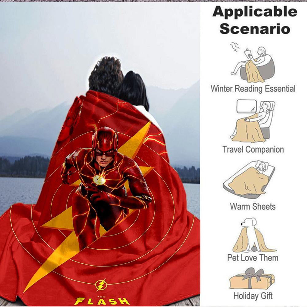 1pc Flash superhero Blanket Lightweight Flannel Throw For Sofa, Bed, Travel, Livingroom, Office, Couch, Chair, And Bed