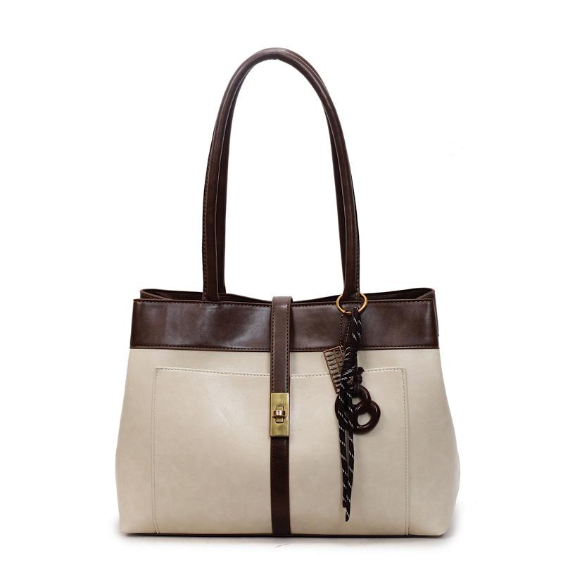 Premium Handbag Bag Women's 2025 New Contrasting Color Retro Shoulder Bag Commuting Large Capacity Underarm Tote Bag Tide