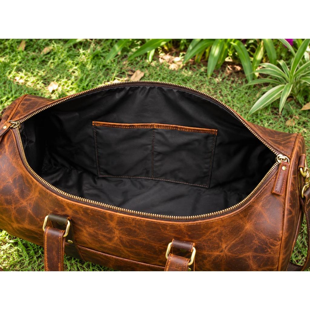 Buffalo Leather Duffle Bag: Handmade Full Grain Weekender