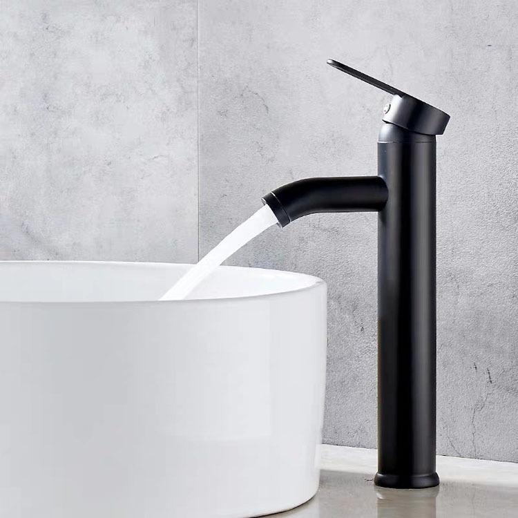 Black Basin Faucet Stainless Steel Paint Faucet Bathroom Single Handle Basin Faucets Blacked Single Hole Hot Cold Mixer Tap