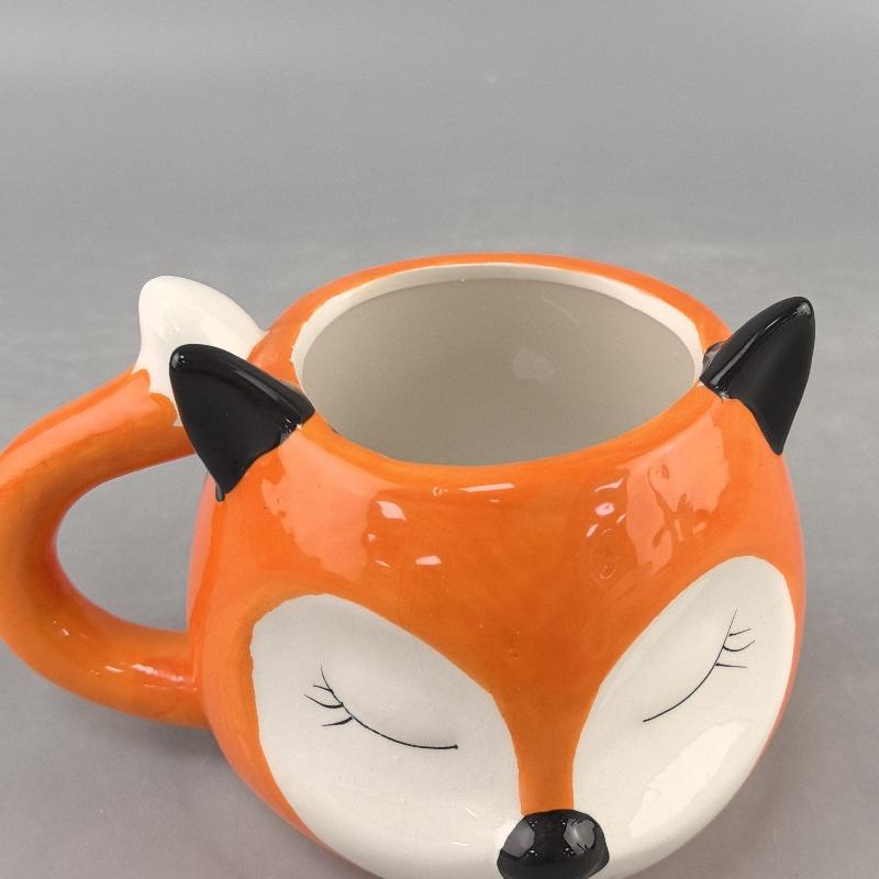 cute pet white cloud soil mug, ceramic cup cute fox cup cartoon milk cup animal water cup