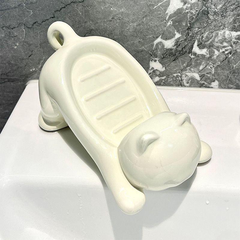 Creative Cartoon Cat Soap Dish - Cute Bathroom Accessory with Drain