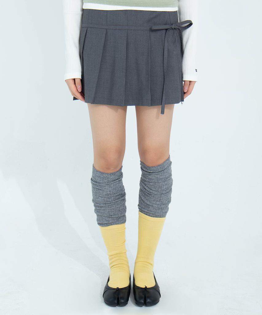 Chix Strap Pleated Mini Skirt Charcoal