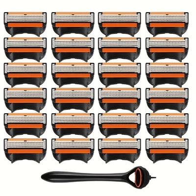 Barbeador Masculino Durável de Seis Lâminas com Conjunto de Barbeador Portátil de Aço Inoxidável.