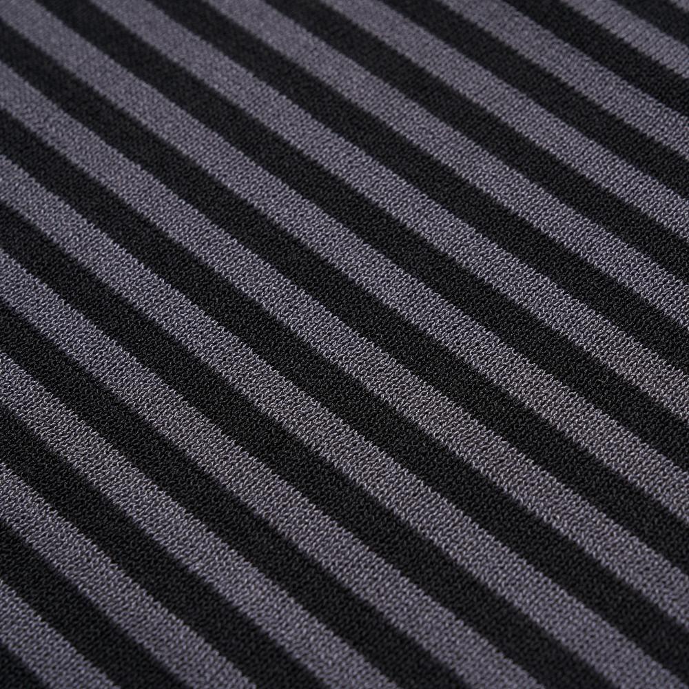 VERNO [Casual] Linen Like Short Sleeve Stripe Round Knit Black&Grey