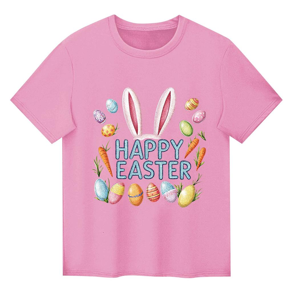 Children's Printed Short Sleeved Round Neck Casual Comfortable Loose Lightweight Top