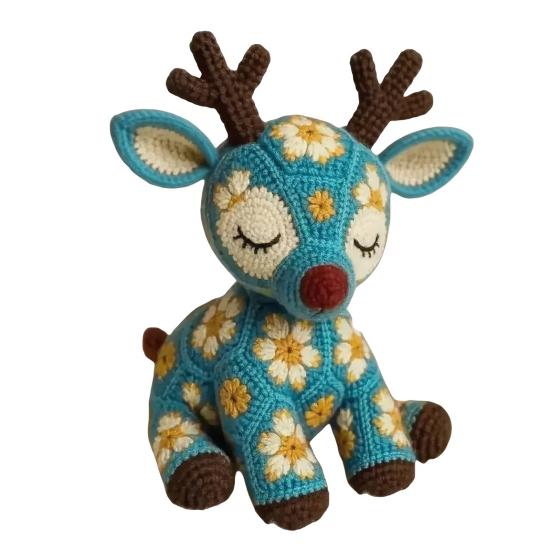 

Набор для вязания крючком «Цветок-олень» Набор для начинающих для вязания крючком куклы-оленя Сделай сам Набор для начинающих вязание крючком животных с пряжей Крючок для вязания Рождественский подарок для взрослых детей синий
