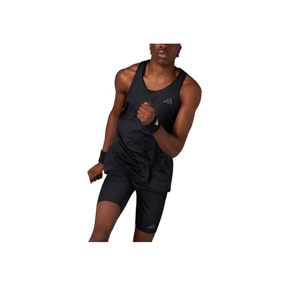 Adidas Adizero Running Short Leggings With Slim Fit Logo Print Men Bottoms Black IK9731