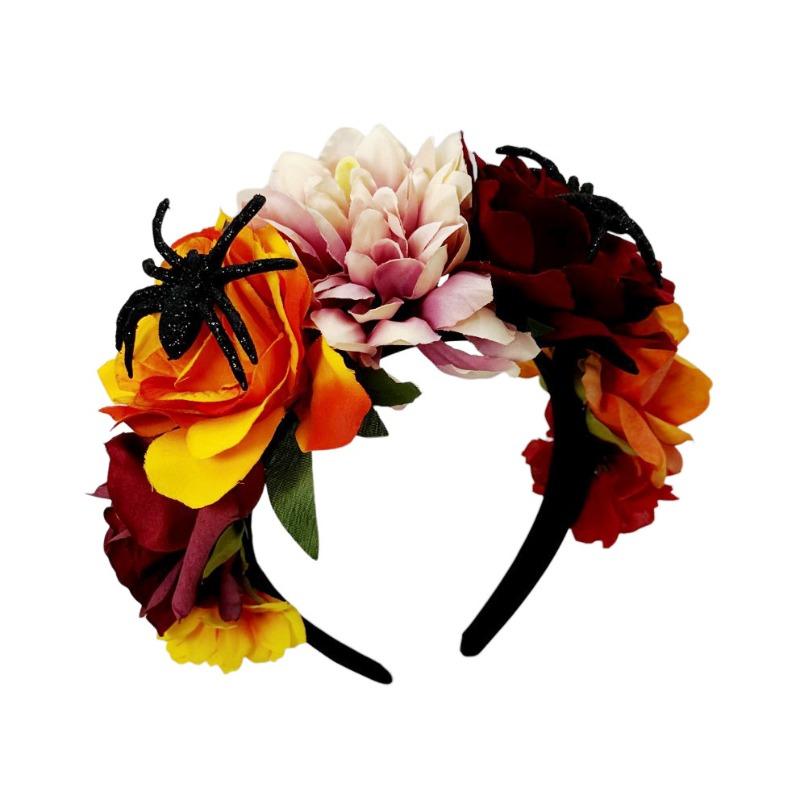 

Black spider headgear funny decorations, fancy dress ball ghost festival cos props dress up simulated flower headbands
