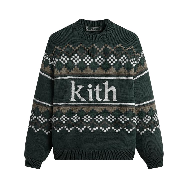 Kith Fairisle Sweater Frond Unisex Tops Green KHM031675-386