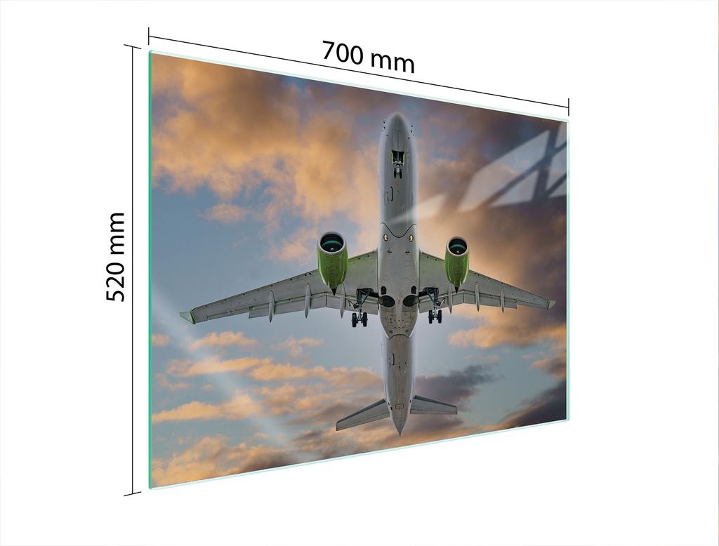 GLAS-KOCHFELD-SCHUTZPLATTE 70x52 FLUGZEUG