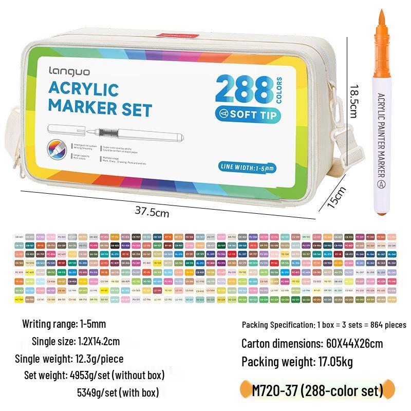 Blue Fruit 240-Color Acrylic Marker Pen Set with Soft Head for Student Graffiti and Art