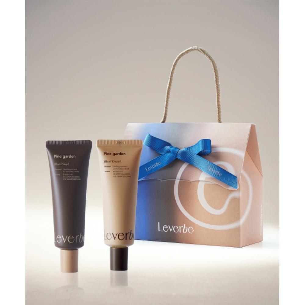 Leverbe Reverve Cream Soap Gift Set  Hand Soap 40ml + Hand Cream 40ml Pine Garden+Pine Garden