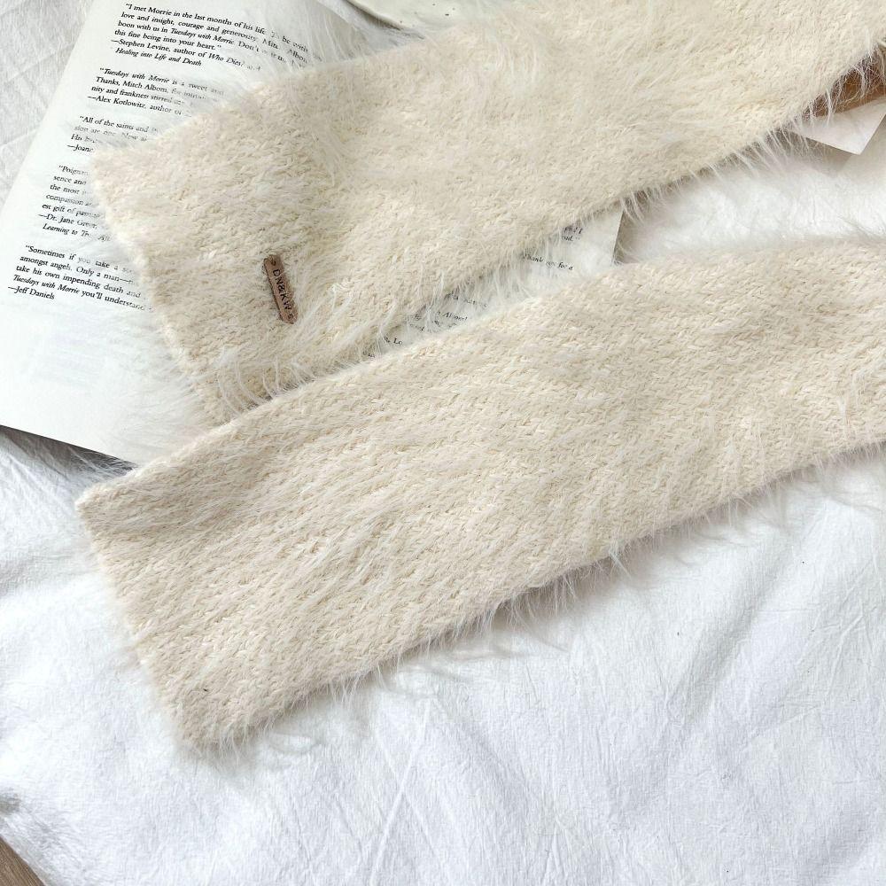 Solid Color Mohair Women Scarf Soft Plush Y2K Girl Scarf Thin Long Scarves  Autumn Winter