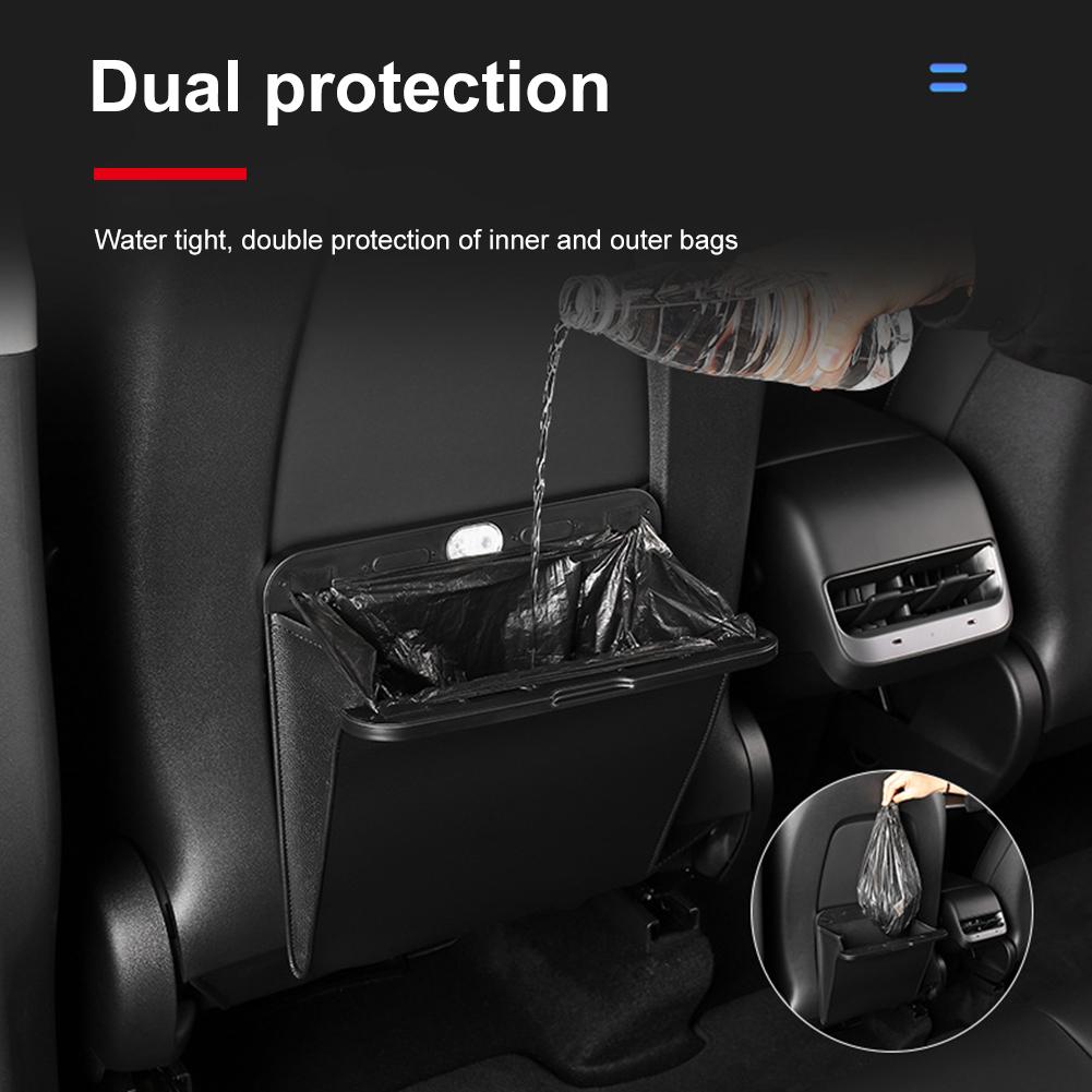 Magnetic Adsorption Car Trash Holder Garbage Storage Bag Leak-proof Back Seat Hanging Storage Pocket for Tesla Model 3/Y