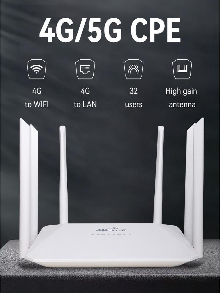 4G LTE Wireless Wi-Fi Home/Office Router with SIM Card and 3 Network Ports