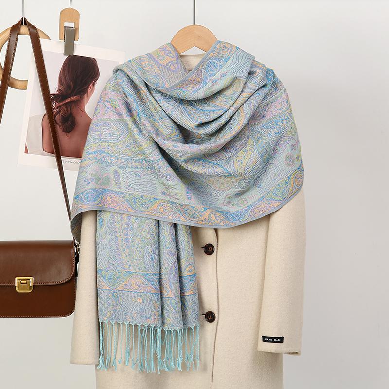 Cashmere Women Floral Scarf Winter Warm Shawl And Wrap Bandana Pashmina Female Foulard Square Thick Blanket Poncho