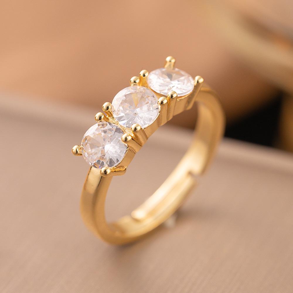 Micro-Inlaid Zircon Fashion Open Ring - Adjustable Luxury Index Finger Jewelry for Women