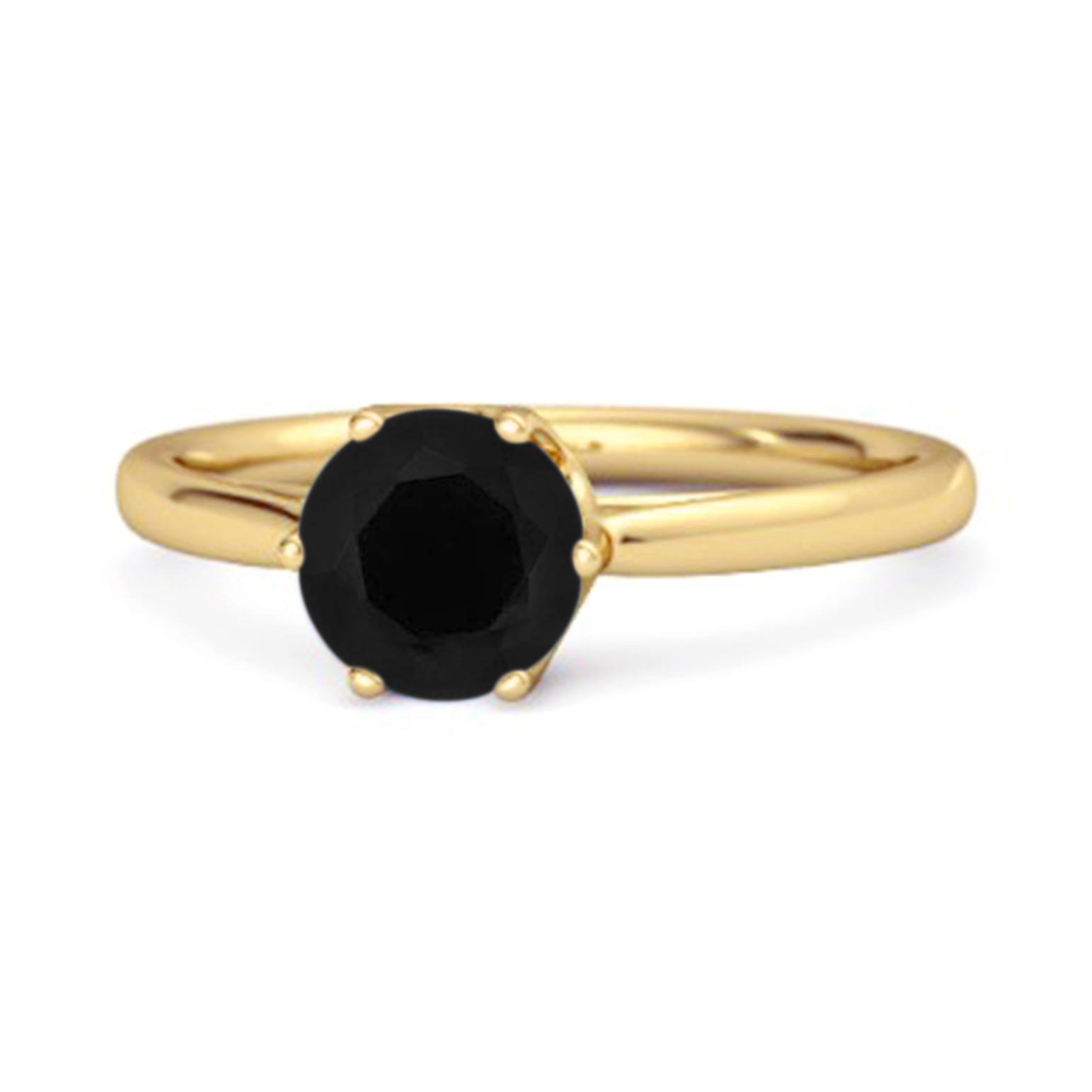 

Black Spinel Minimalist Solitaire Ring - 925 Sterling Silver Gold Vermeil 9 жовтий/золотий