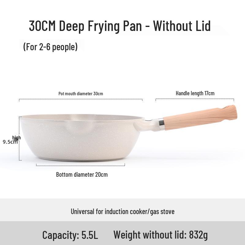 Maifan Stone Non-stick Wok Frying Pan - Deep Flat Bottom Steak Pan