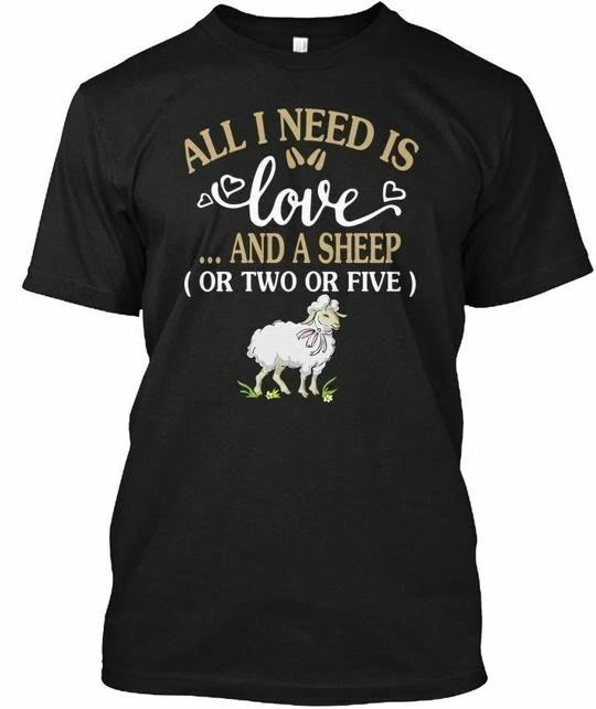

All I Need Is Love And A Sheep 100% Cotton T-shirt Mens Tees Top Made in the USA T-Shirt Tee Top Unisex M