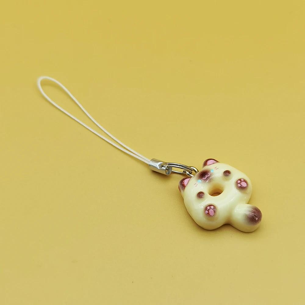 Adorable Kitten Donut Cat Phone Charm Strap Keycord Cute Lanyard Cellphone Case Pendant for Airpods Case Keychain Cord Other