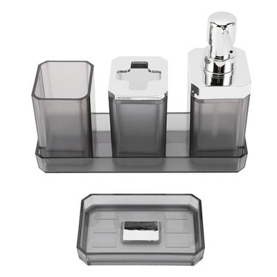 Bathroom Accessories Set Bath Ensemble Set with Toothbrush Holder Cup Lotion Bottles Soap Dish Tray