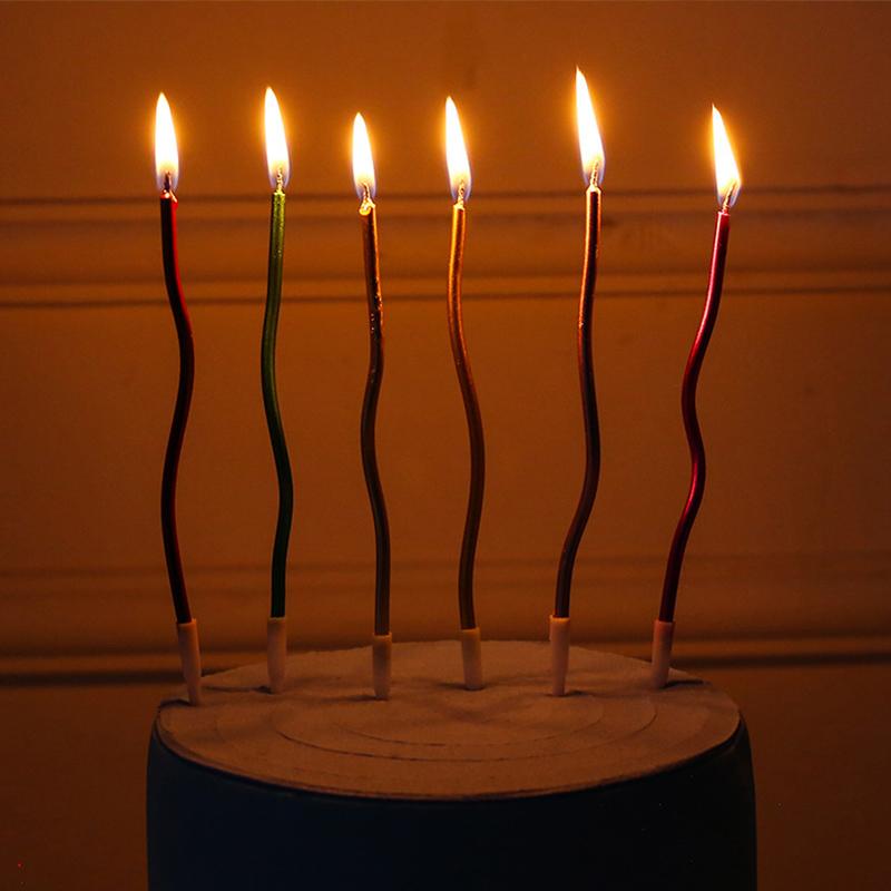Candle Party Event  6pcs Curved Cake Candles  Original Birthday Wedding Decoration Festive Supplies