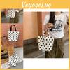 Trendy Polka Dot Canvas Tote Bag Large Capacity Soft Lock Closure