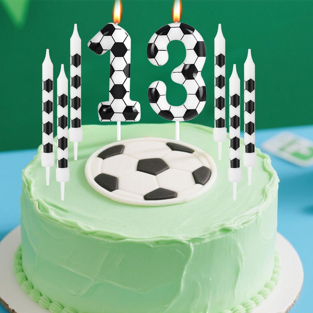 8 Pcs Birthday Candles Football Soccer Sport-Theme Party Decorations, Birthday Cake Candles for Boys Girls Kids Party Supplies