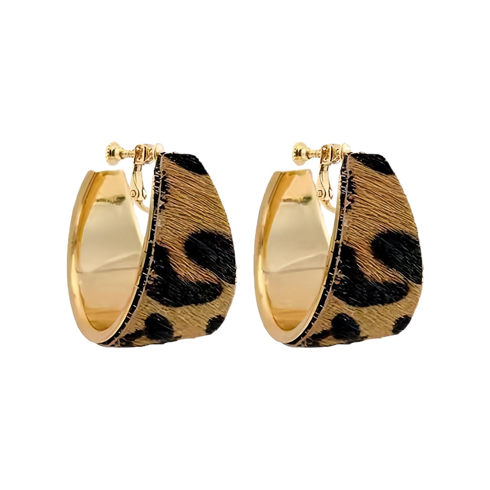 Fashion Forward Geometric Leopard Circle Earrings Artistic Geometric Ear Accessories Everyday Wear Jewelry 1