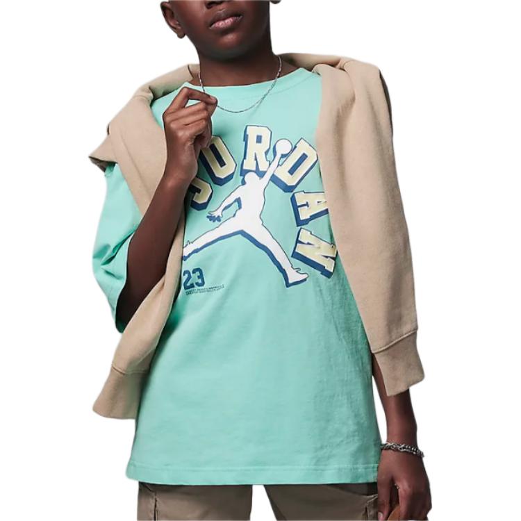 Jordan Kids  Varsity Jumpman Crew Neck Letter Print Pullover Short Sleeve T-Shirt Kids Tops Rising-Green FV2530-323