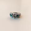 Damen verstellbarer Retro Eulenring: Used-Look Design mit mikrogesetzten Zirkonia