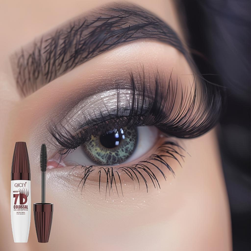 7D Mascara Black Waterproof Extra Long Volume Lasting Smudge-Resistant Natural Curling Mascara Novice Quick Start Big Eye Makeup