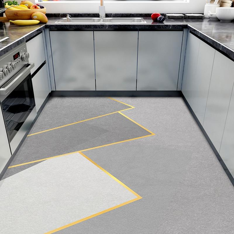 Dywan kuchenny z PVC, antypoślizgowy, olejoodporny, wodoodporny, duży dywan ze skóry, wzór kwiatowy, zmywalny, łatwy do czyszczenia