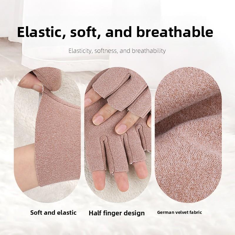 Winter German Velvet Half-finger Gloves Driving Office Wrist Fit Solid Color Half-finger Leakage Velvet Thermal Gloves