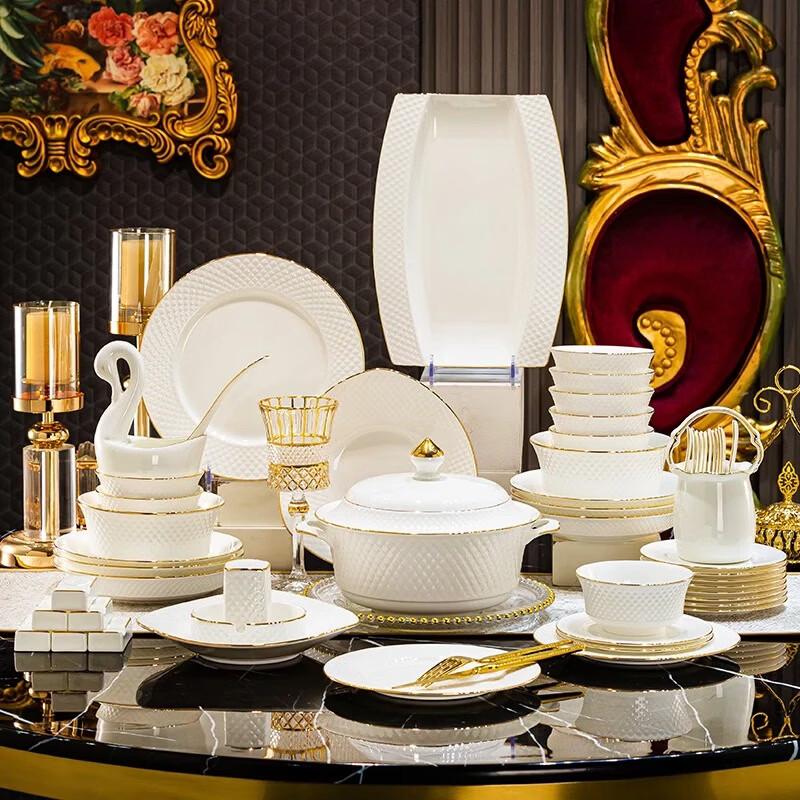Shangxingzhishi 48-Piece Light Luxury Ceramic Dinnerware Set