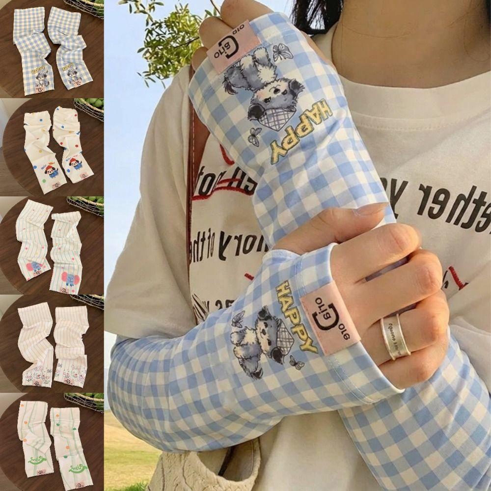 Cartoon Print Women's Sun Protection Sleeves Loose Ice Sleeves Cycling Arm Sleeve Summer Outdoor