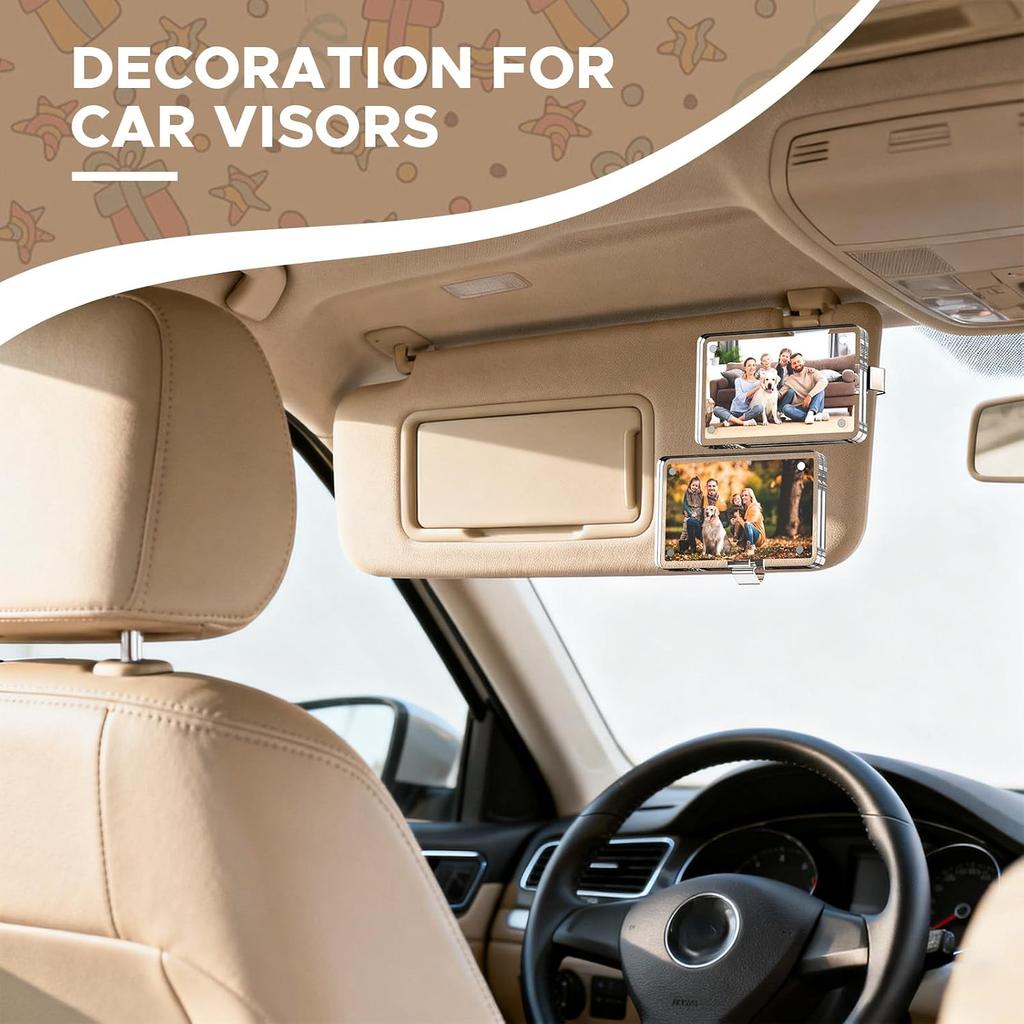 2/4/8 Stück Auto-Bildhalter, Acryl-Magnetischer Personalisierter Foto-Halter Autozubehör Auto-Foto-Halter Auto-Sonnenblenden-Clip, Personalisierter Auto-Bilderrahmen