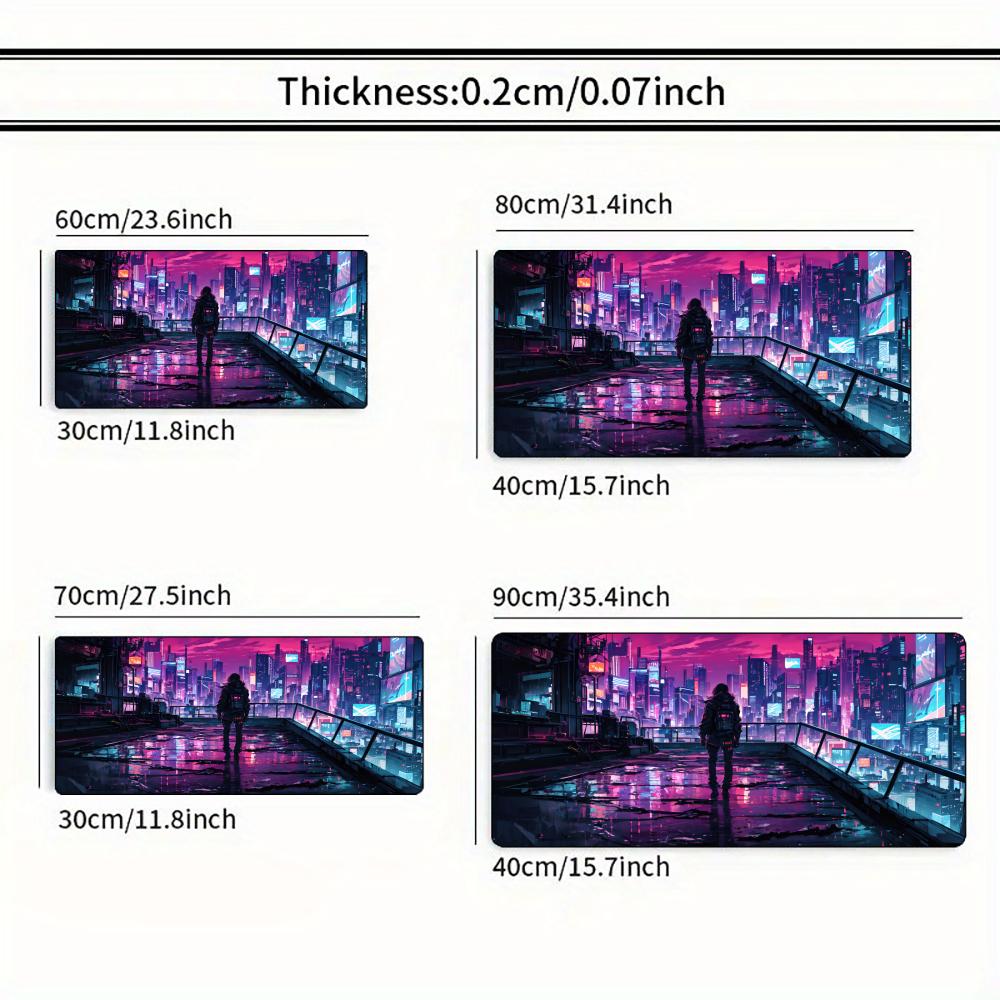 Neon City Night View Mouse Pad Large Computer Office Game Table Mat Xxl Rubber Antislip Stitched Keyboard Mats Long Desk Pads