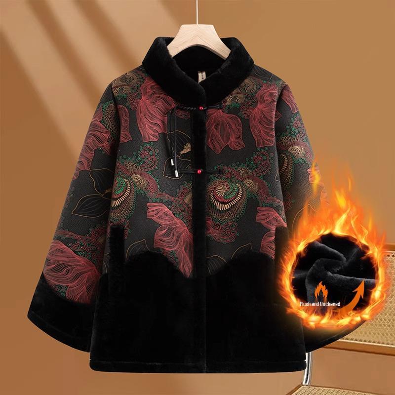 Grandma's Spring Outerwear: Stylish Collared Long-Sleeve Top for Elderly Women, Perfect for Spring and Autumn