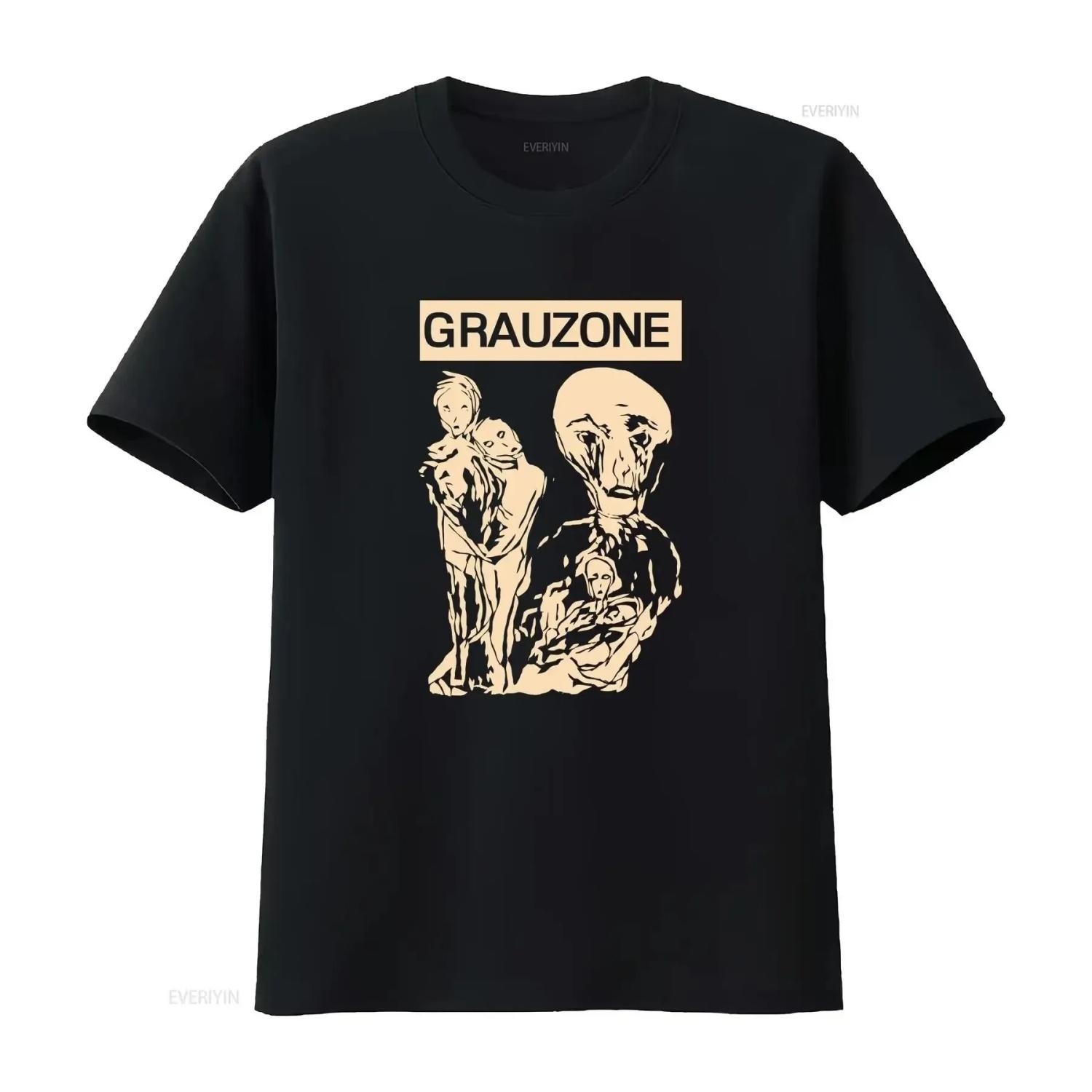 New rare Grauzone Band Vintage Reprint Black Cotton T Shirt vintage Washed Unisex Stretched fashion graphic S чёрный