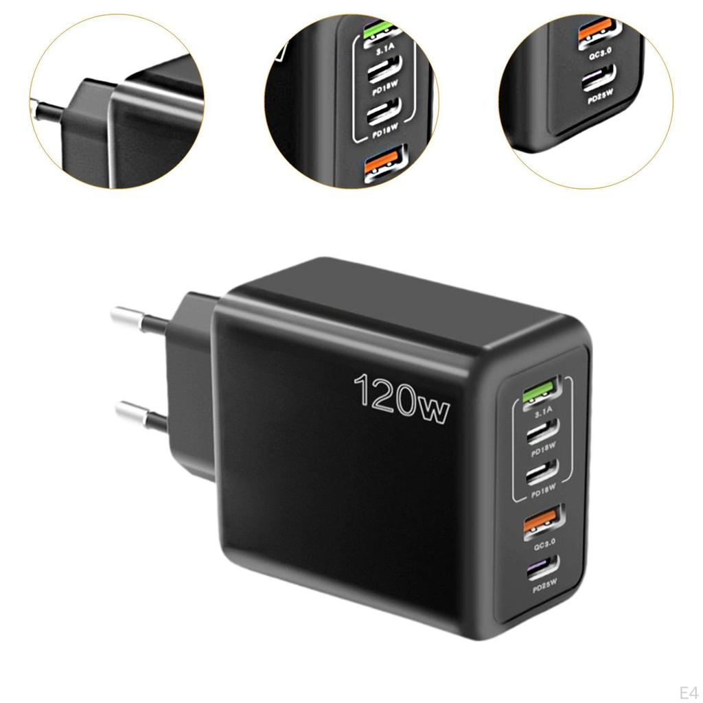 USB C Charging Power Adapter Compact 120W for Multiple Devices Smartphone White