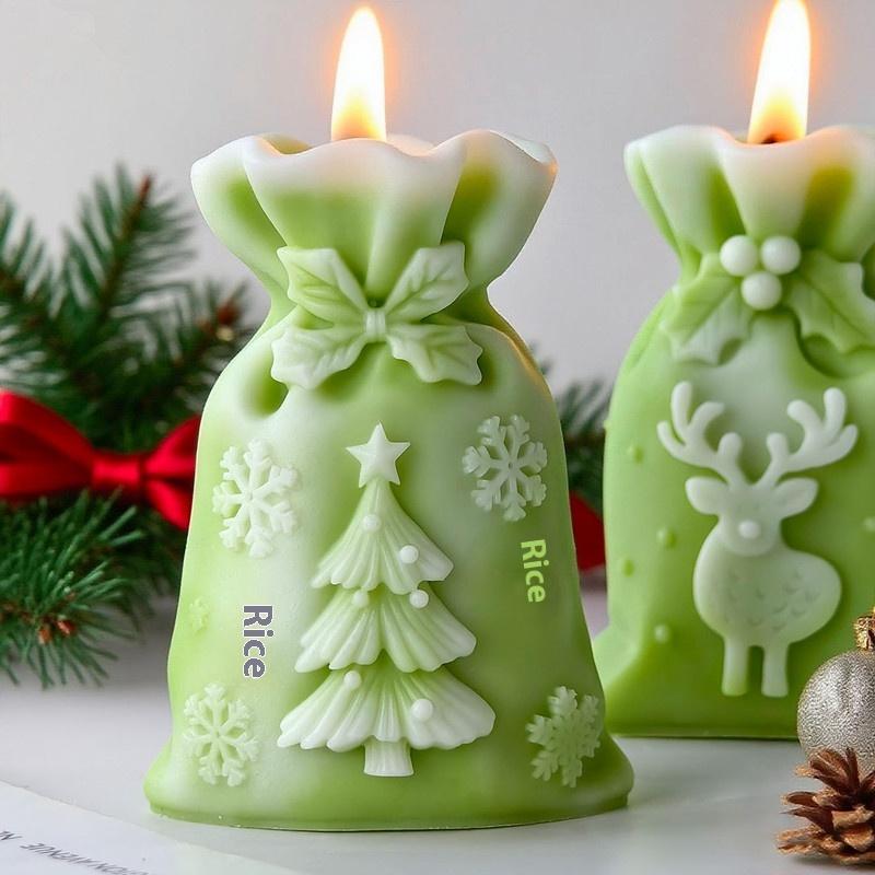 Christmas Gift Bag Candle Silicone Mold Diy Xmas Decor Handmade Aroma Wax Craft Mold Holiday Home Decoration