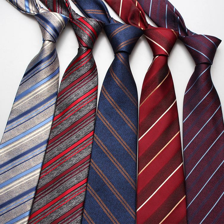 Men'S Trendy Striped Jacquard Polyester Silk Tie, Professional Dress Tie For Work