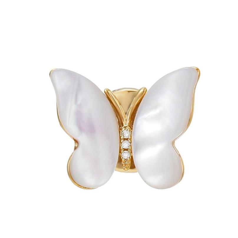 

Exquisite and minimalist butterfly magnetic clasp brooch, natural mother-of-pearl, versatile animal/insect design, anti-distract білий