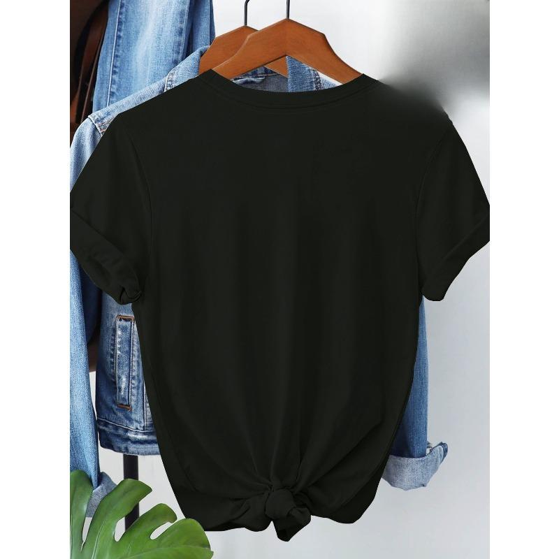 Mărime Europeană Stil Pictat Manual Imprimeu Botanic cu Flori Sălbatice Gât Rotund Prietenos cu Pielea Respirabil Casual Versatil Tricou cu Mânecă Scurtă