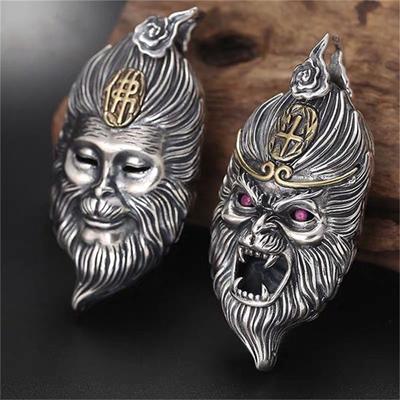 Black Mythological Wukong Idea Fighting Buddha Necklace Men and Women Pendants Personalized Domineering Retro Pendant